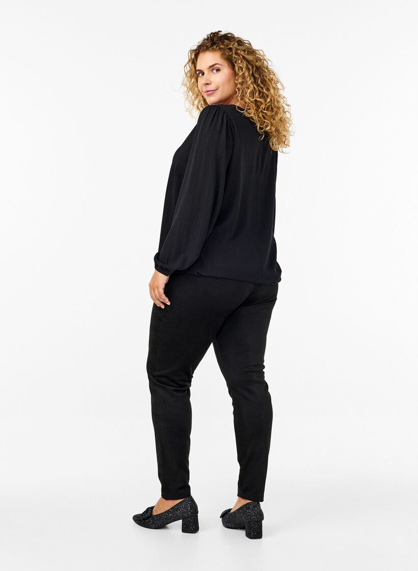 Leggings in imitation suede, Black, Model image number 1