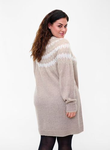 Patterned knit dress with wool, Simply Taupe Comb, Model image number 1
