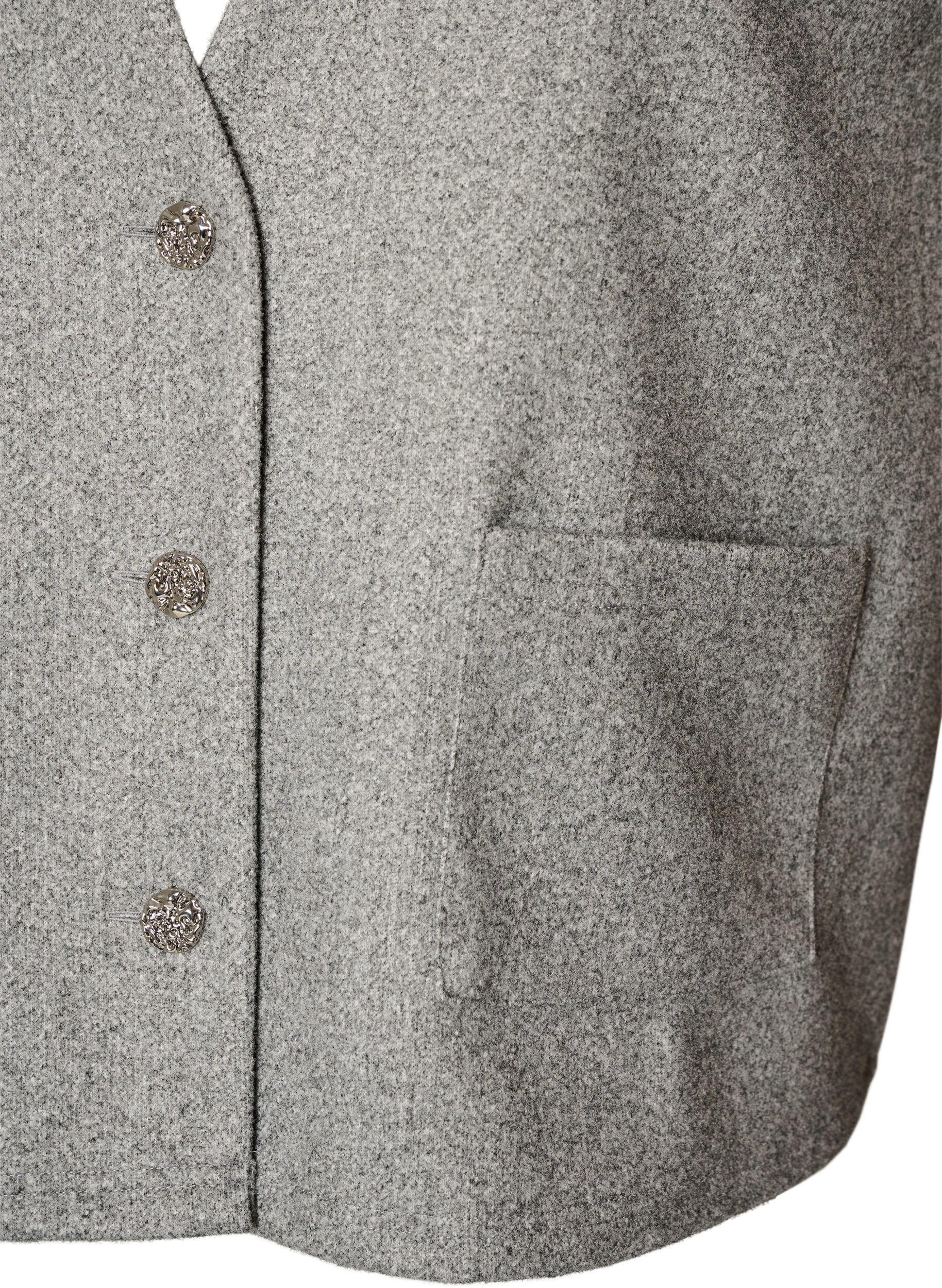 ZizzifashionV-neck vest with buttons, Grey, Packshot image number 2
