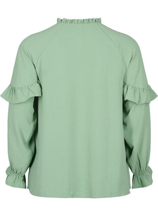 Blouse with ruffles and buttons, Green Bay, Packshot image number 1