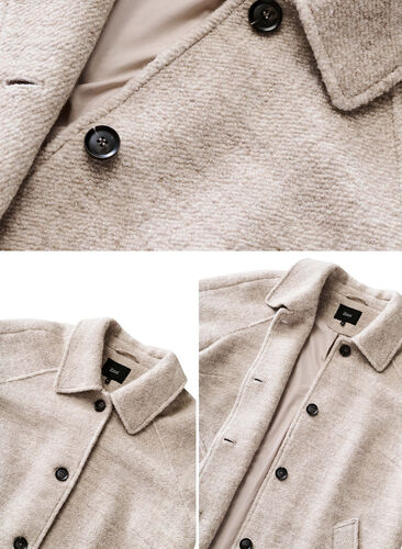 Plaid bouclé coat with buttons, Simply Taupe, Packshot image number 4