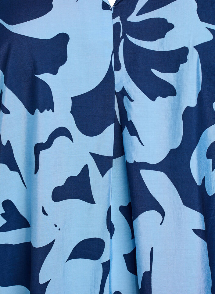 Knee-length dress with print and V-neck, Blue, Packshot image number 2