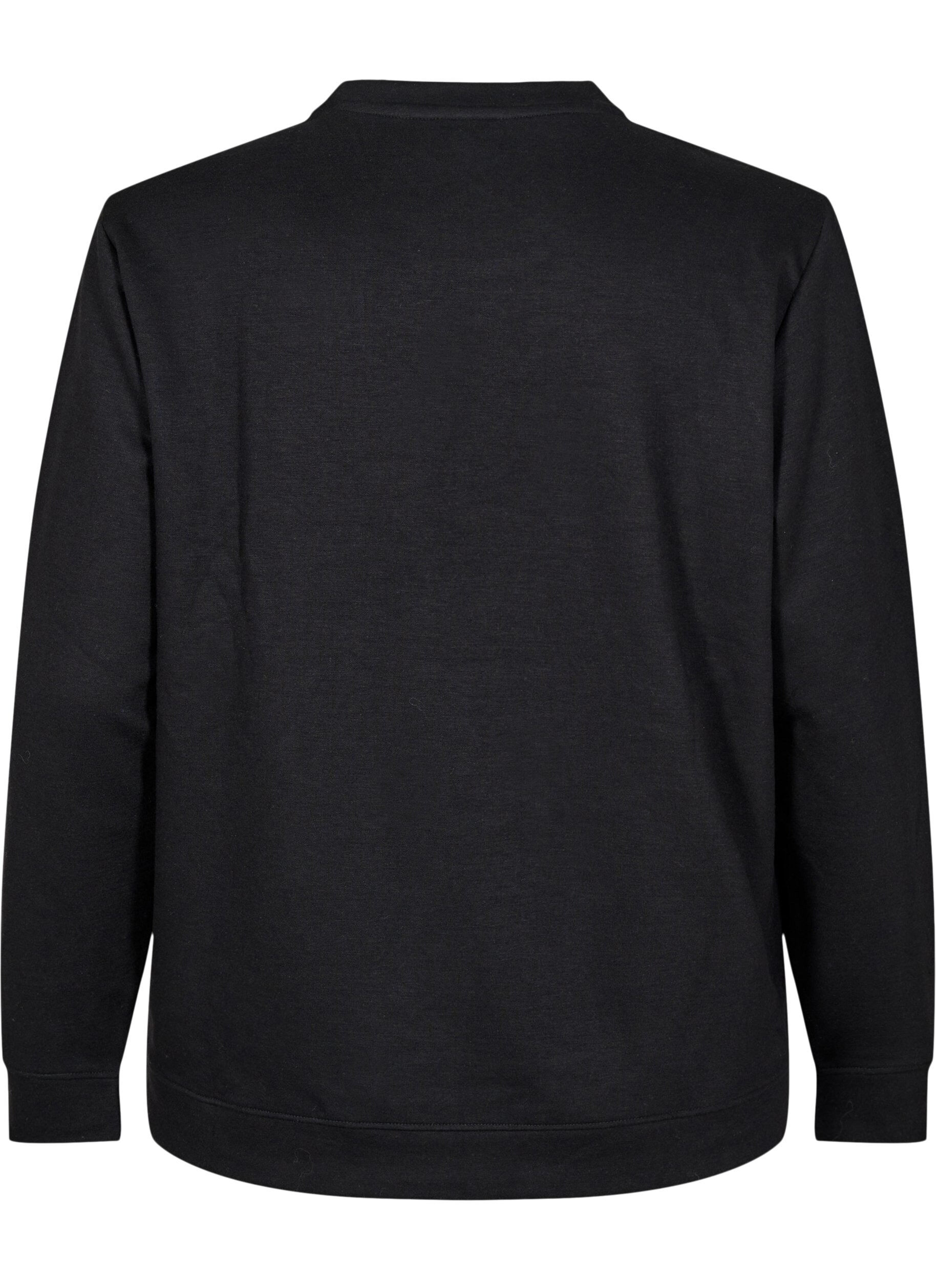 Zizzifashion Sweatshirt with crew neck, Black, Packshot image number 1