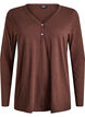 Long-sleeved t-shirt with V-neck and buttons, Brown, Packshot image number 0