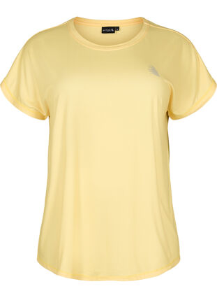 Short-sleeved workout t-shirt, Lemon Meringue, Packshot image number 0