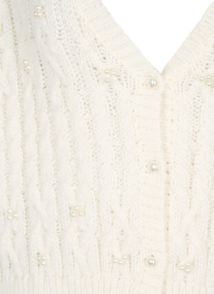 Cable knit cardigan with beads, Cloud Dancer, Packshot image number 2