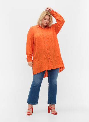 Long striped shirt with long sleeves, Harvest Pumpkin, Model image number 2