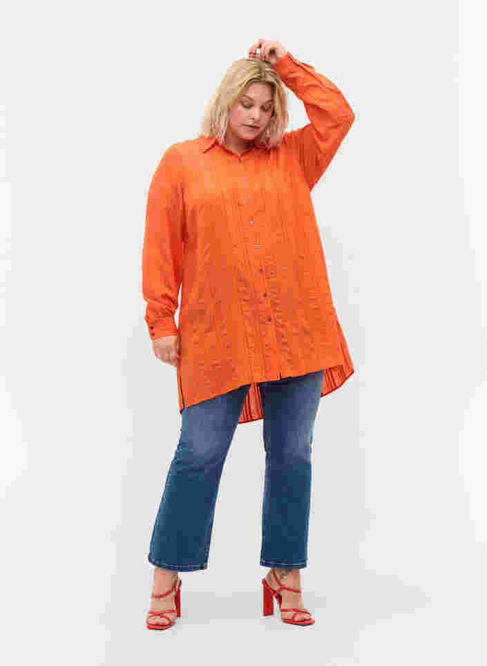 Long striped shirt with long sleeves, Harvest Pumpkin, Model image number 2