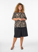 Short-sleeved blouse with pattern, Black, Model image number 1