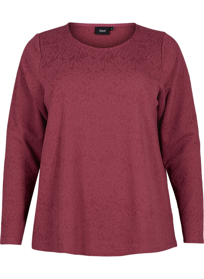 Long-sleeved blouse with texture, Rose, Packshot image number 0