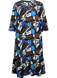 Dress in viscose with print and 3/4 sleeves