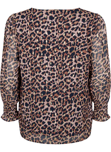 Leo blouse with long sleeves and v-neck, Leopard AOP, Packshot image number 1