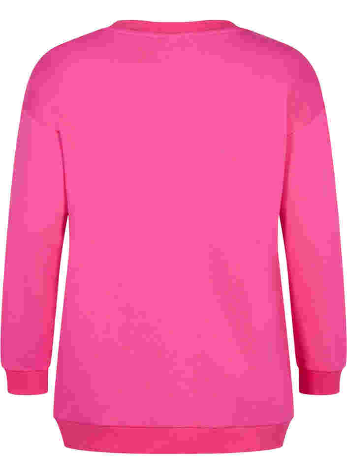 Printed cotton sweatshirt, Fuchsia Purple, Packshot image number 1