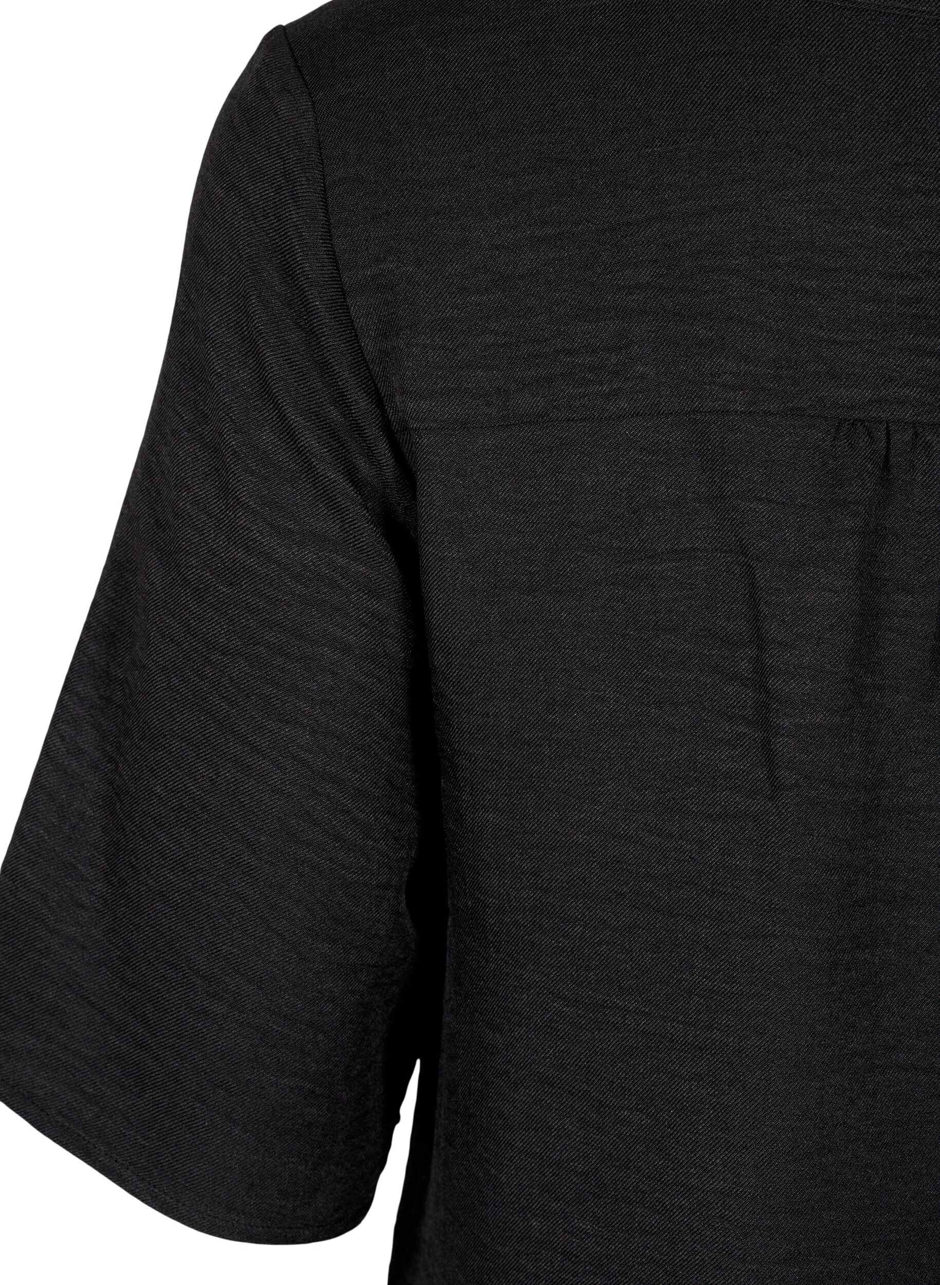 ZizzifashionV-neck shirt blouse with short sleeves, Black, Packshot image number 3