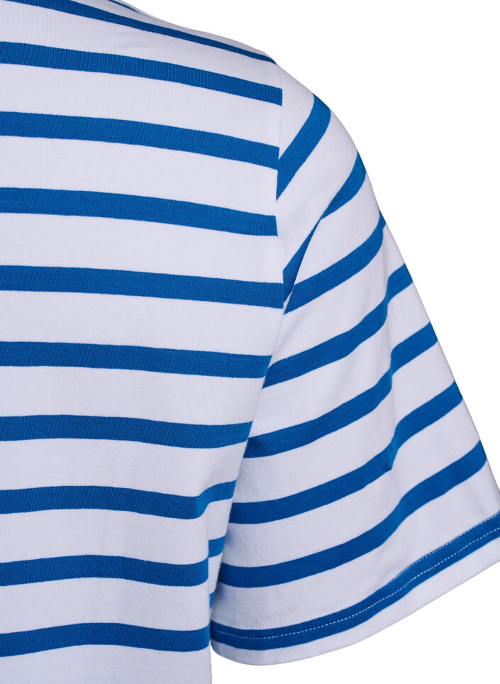 Striped T-shirt in organic cotton, Blue, Packshot image number 3