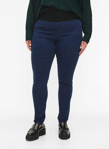 FLASH - Jeggings with wide elastic waistband, Dark blue, Model image number 2