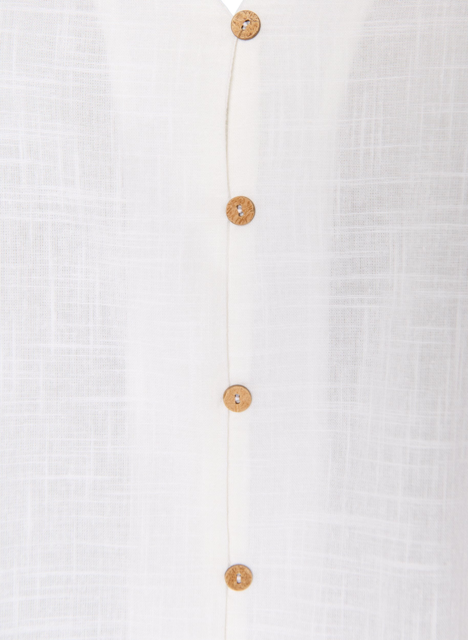ZizzifashionShort-sleeved cotton shirt with a V-neck, White, Packshot image number 2