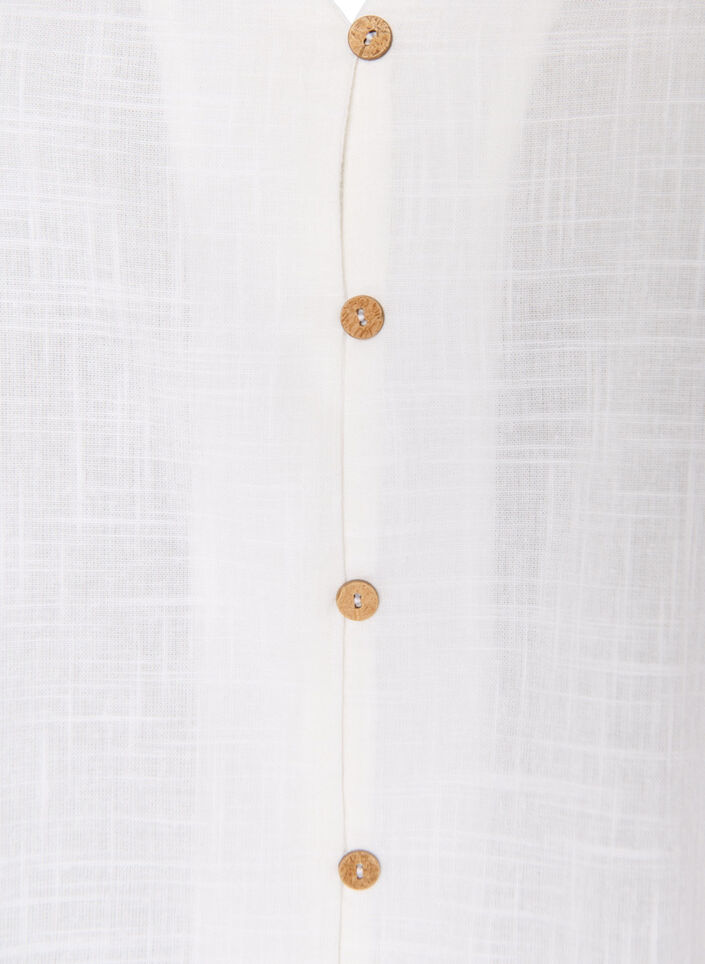 Short-sleeved cotton shirt with a V-neck, White, Packshot image number 2