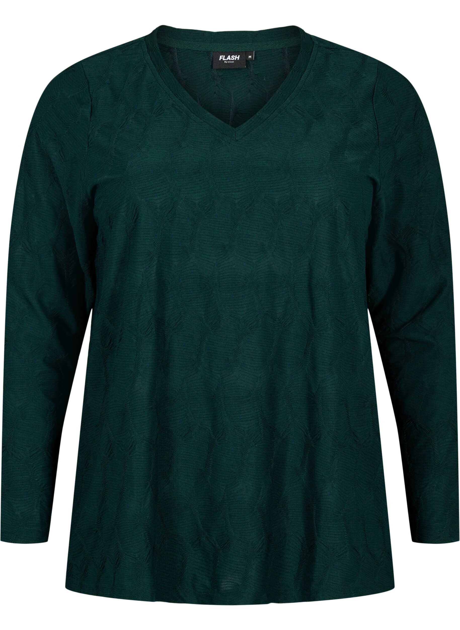 Zizzifashion FLASH - Long sleeve blouse with structure, Scarab, Packshot image number 0