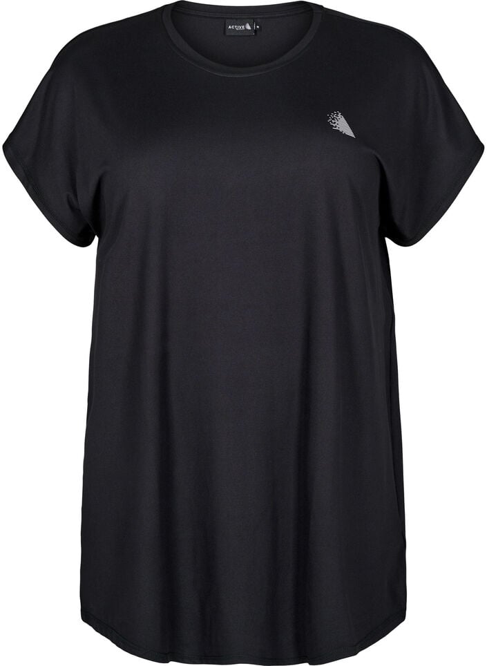 Long workout T-shirt, Black, Packshot image number 0