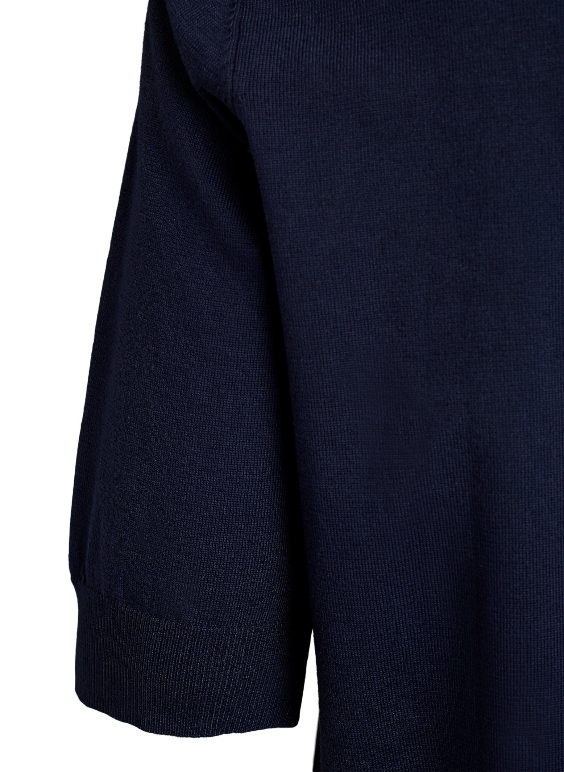 Zizzifashion Fine-knit blouse with short sleeves, Blue, Packshot image number 3