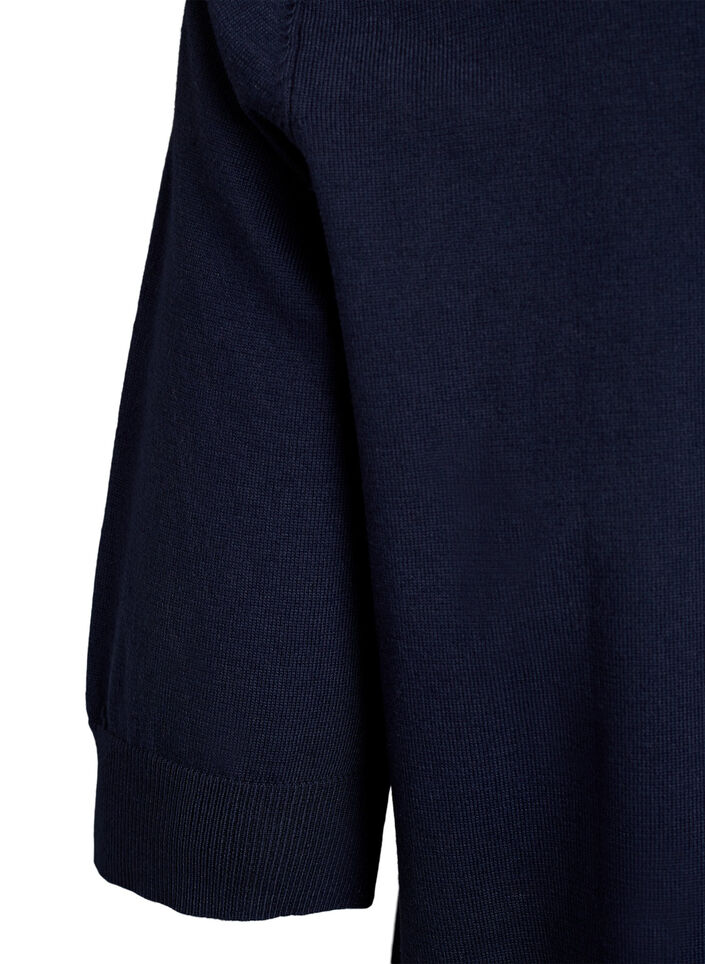 Fine-knit blouse with short sleeves, Blue, Packshot image number 3