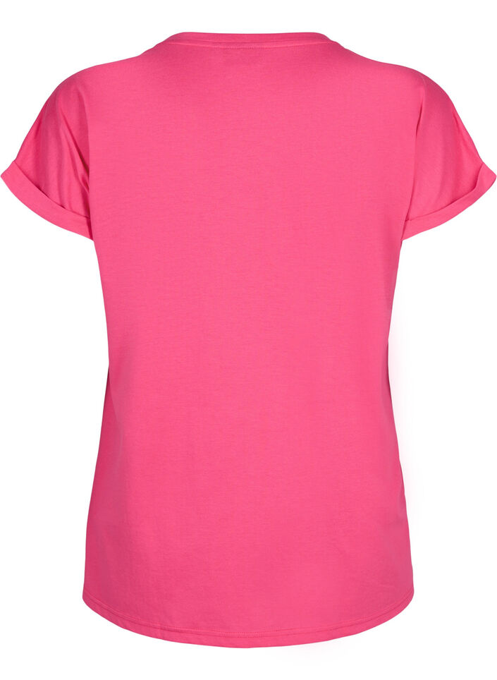 Short-sleeved t-shirt in a cotton blend, Pink, Packshot image number 1