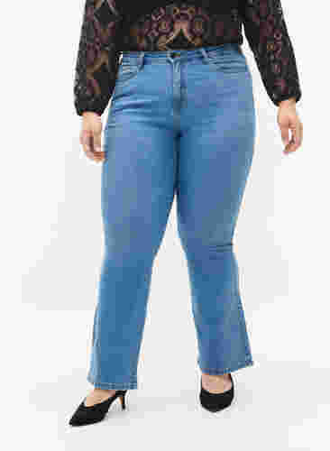 High-waisted Ellen bootcut jeans, Light blue, Model image number 2
