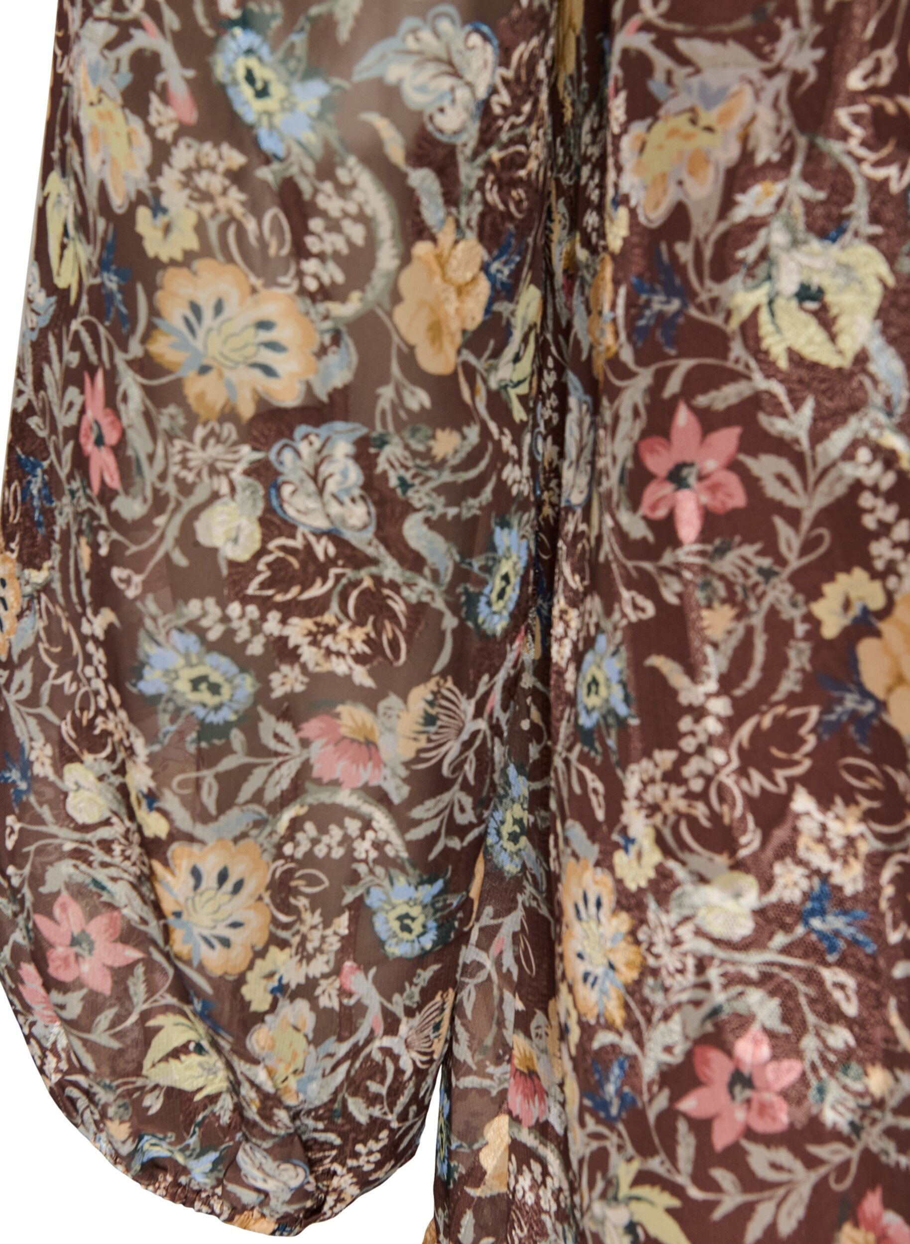 ZizzifashionChiffon dress with floral print and ruffle layers, Brown, Packshot image number 3