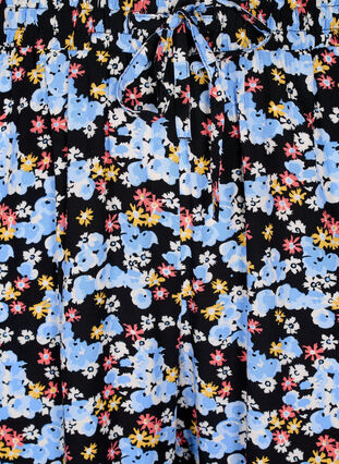 Loose viscose pyjama bottoms with print, Black Blue Flower, Packshot image number 2