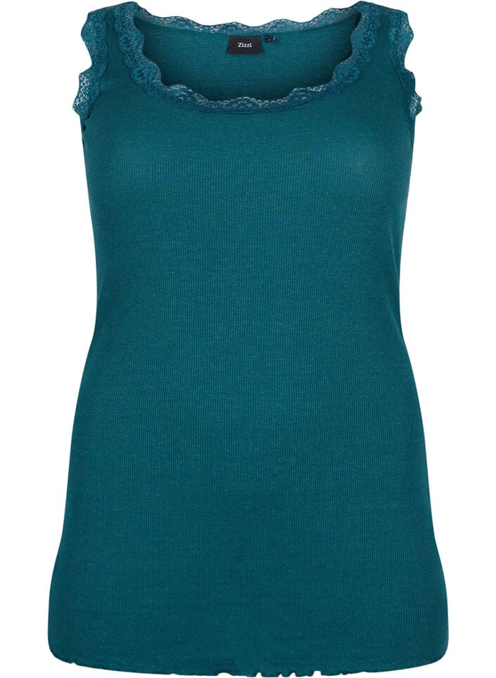 Top with lace trim, Green, Packshot image number 0