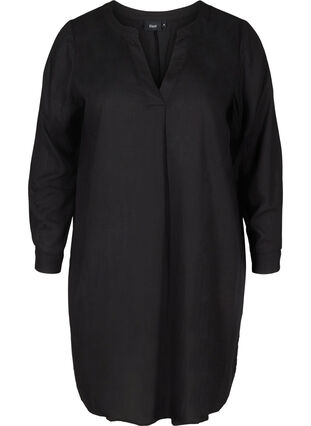 Long-sleeved dress in viscose, Black, Packshot image number 0