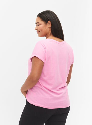 Short sleeved cotton blend t-shirt, Rosebloom, Model image number 1