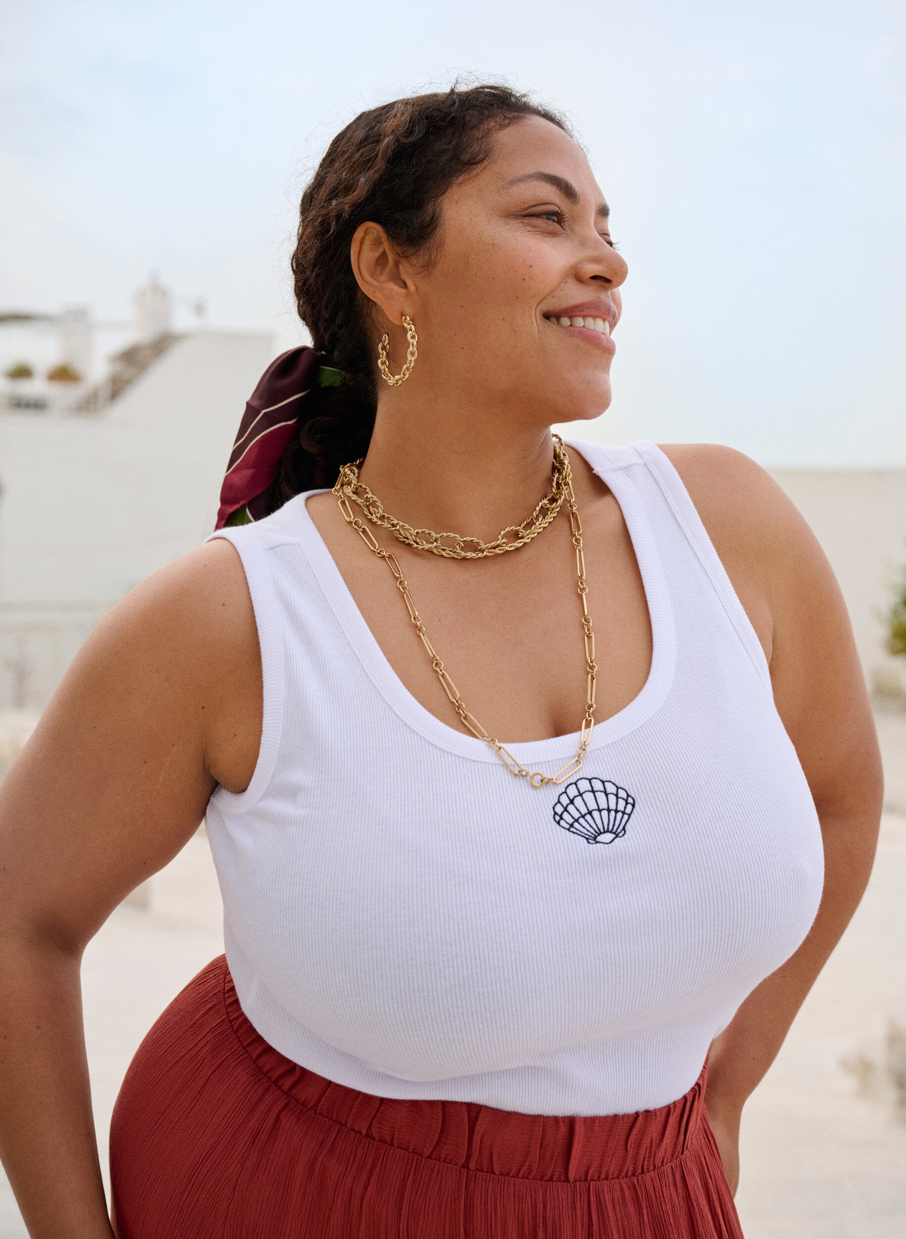 ZizzifashionFitted top with motif, White, Image image number 0