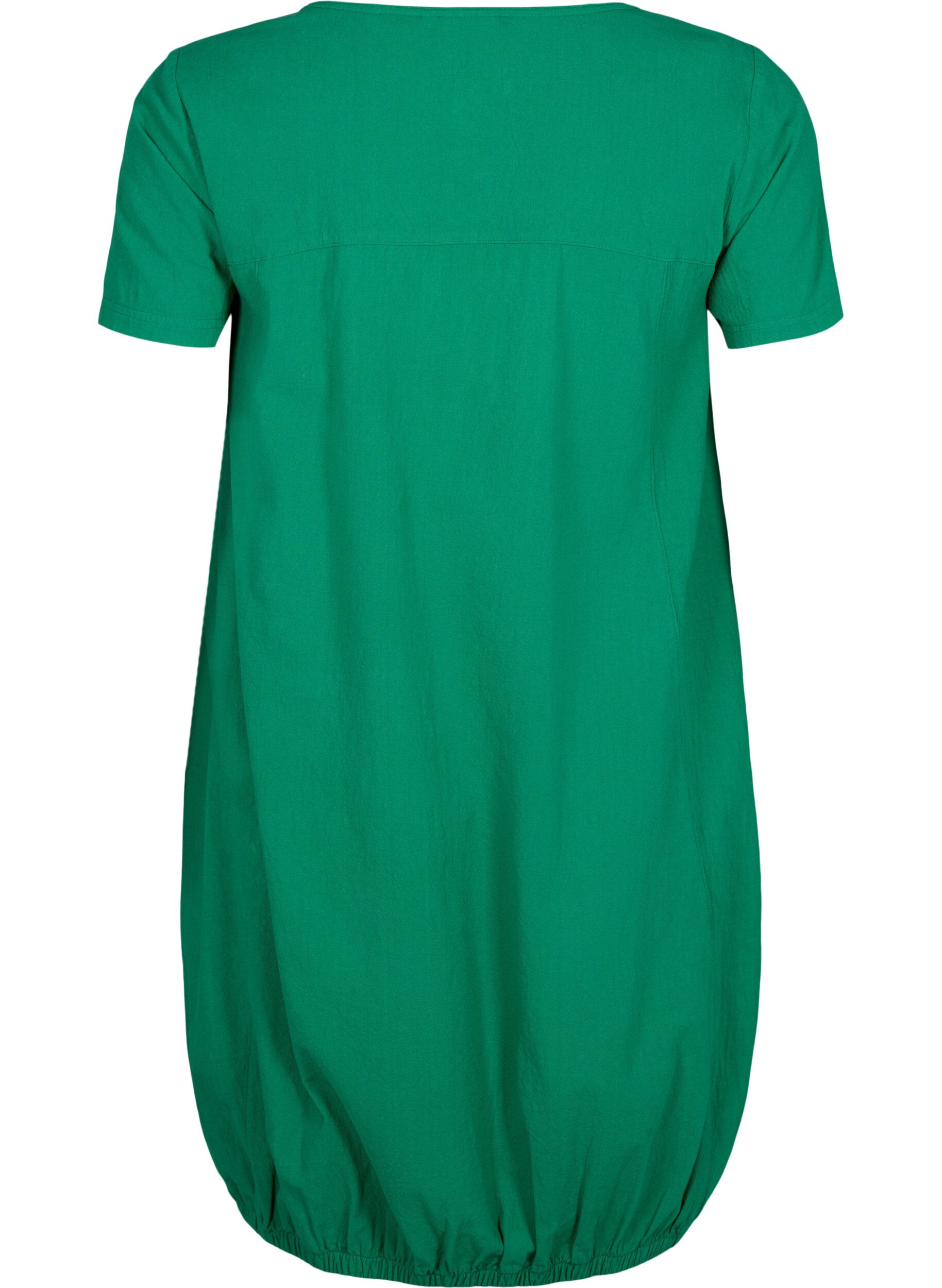 Zizzifashion Short sleeve cotton dress, Green, Packshot image number 1