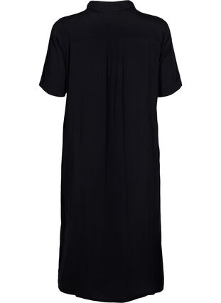 Short-sleeved shirt dress in viscose, Black, Packshot image number 1