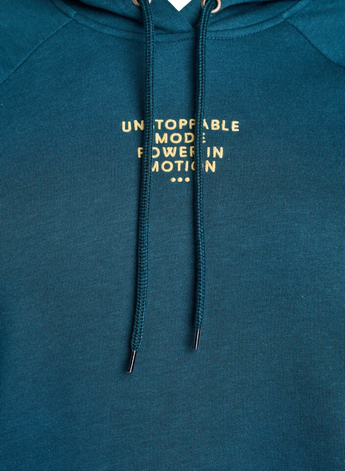 Hoodie with embroidered front motif, Green, Packshot image number 2