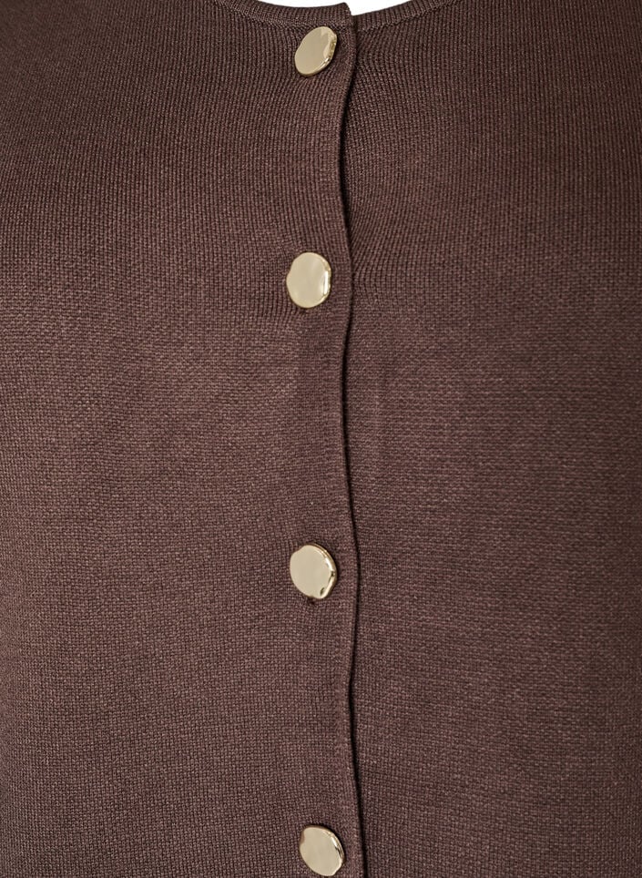 Sleeveless knit vest with decorative buttons, Brown, Packshot