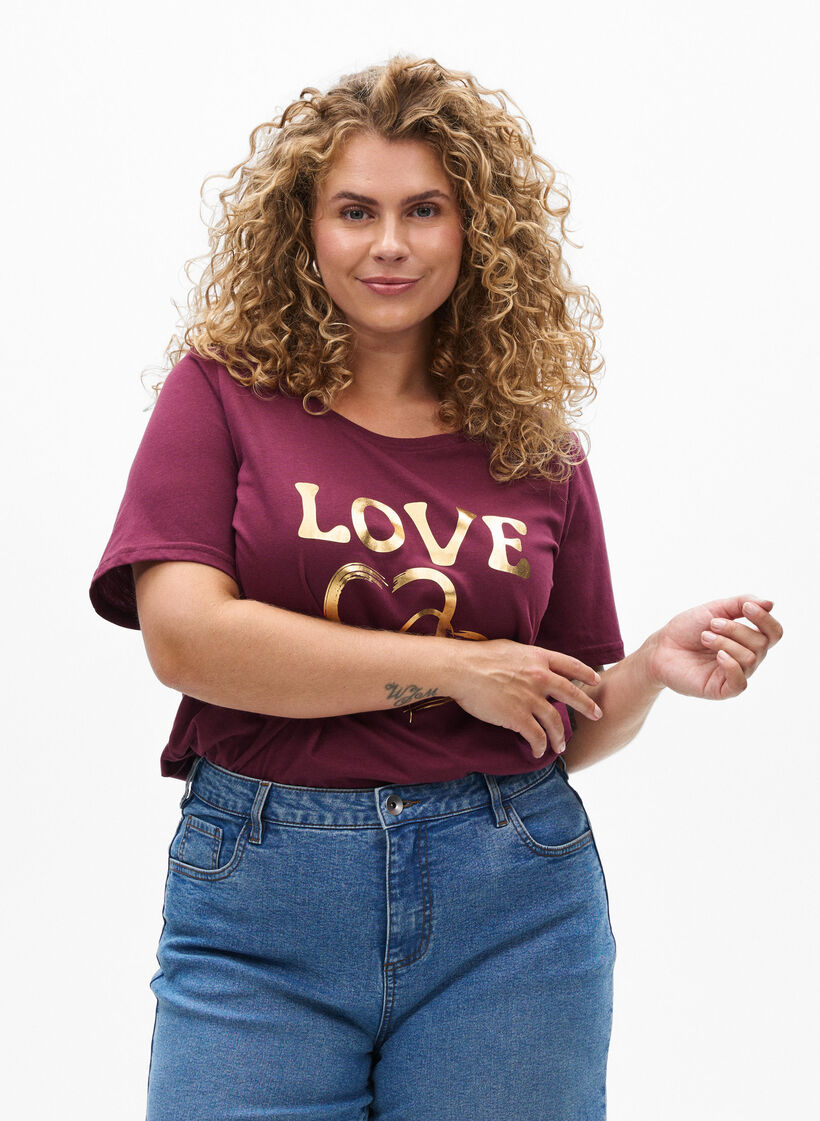 T-shirt with motif, Red, Model image number 0
