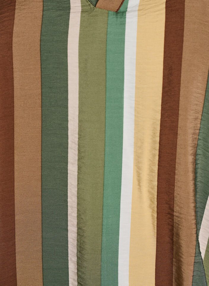 Striped viscose blouse with short sleeves, Brown, Packshot image number 2