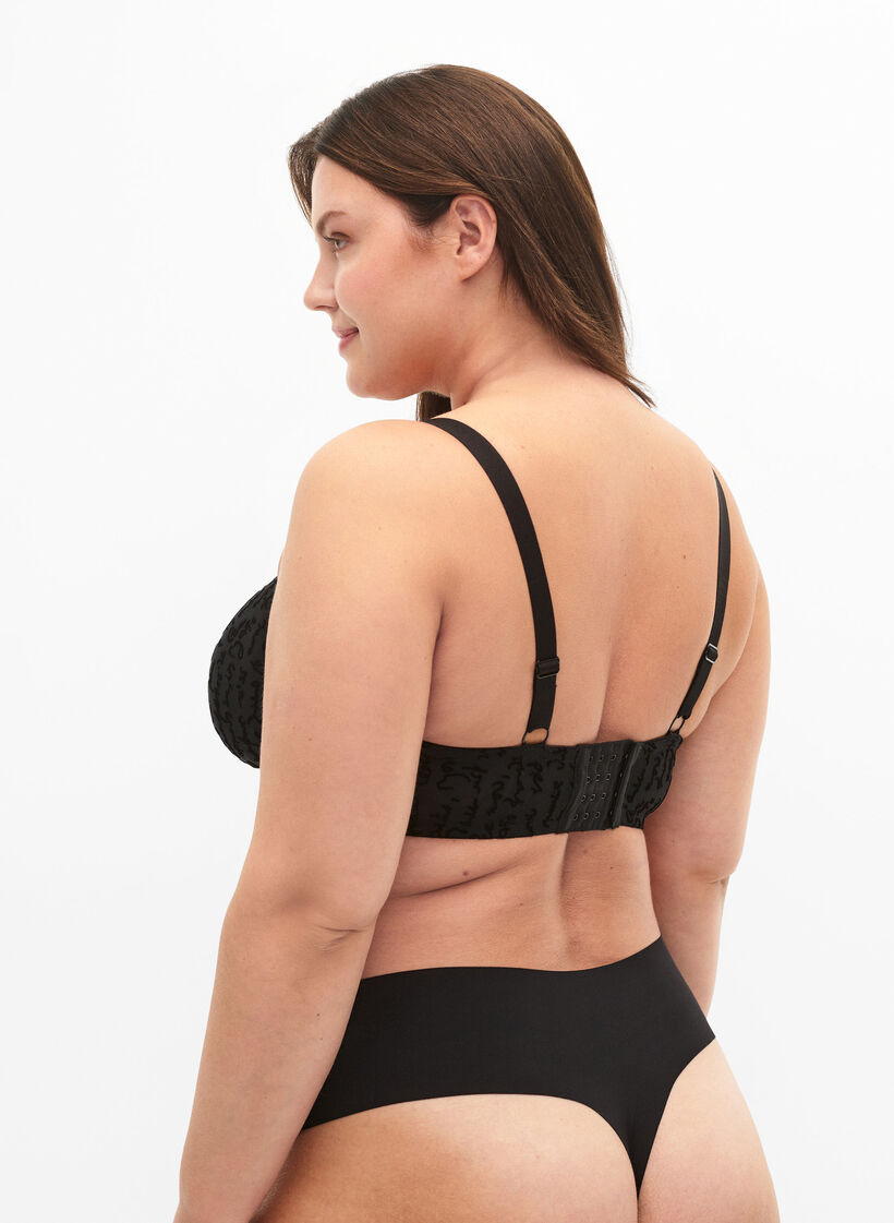 Full cover bra with text print, Black, Model image number 1