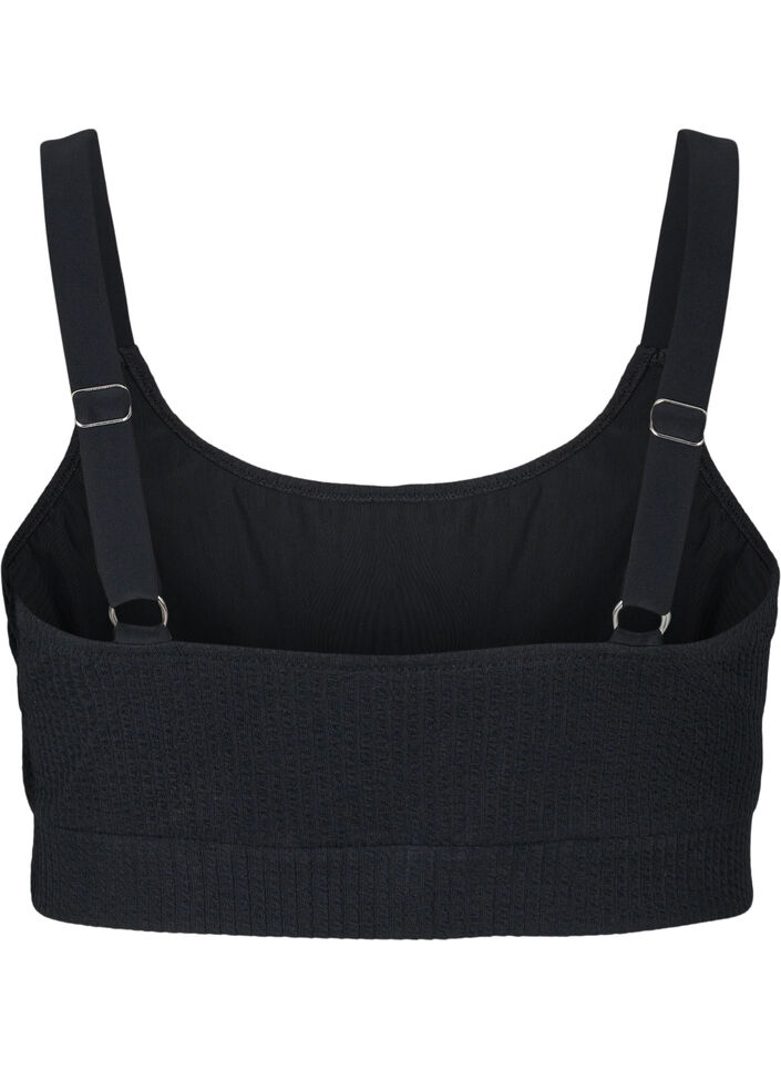 Crepe texture bikini top, Black, Packshot image number 1