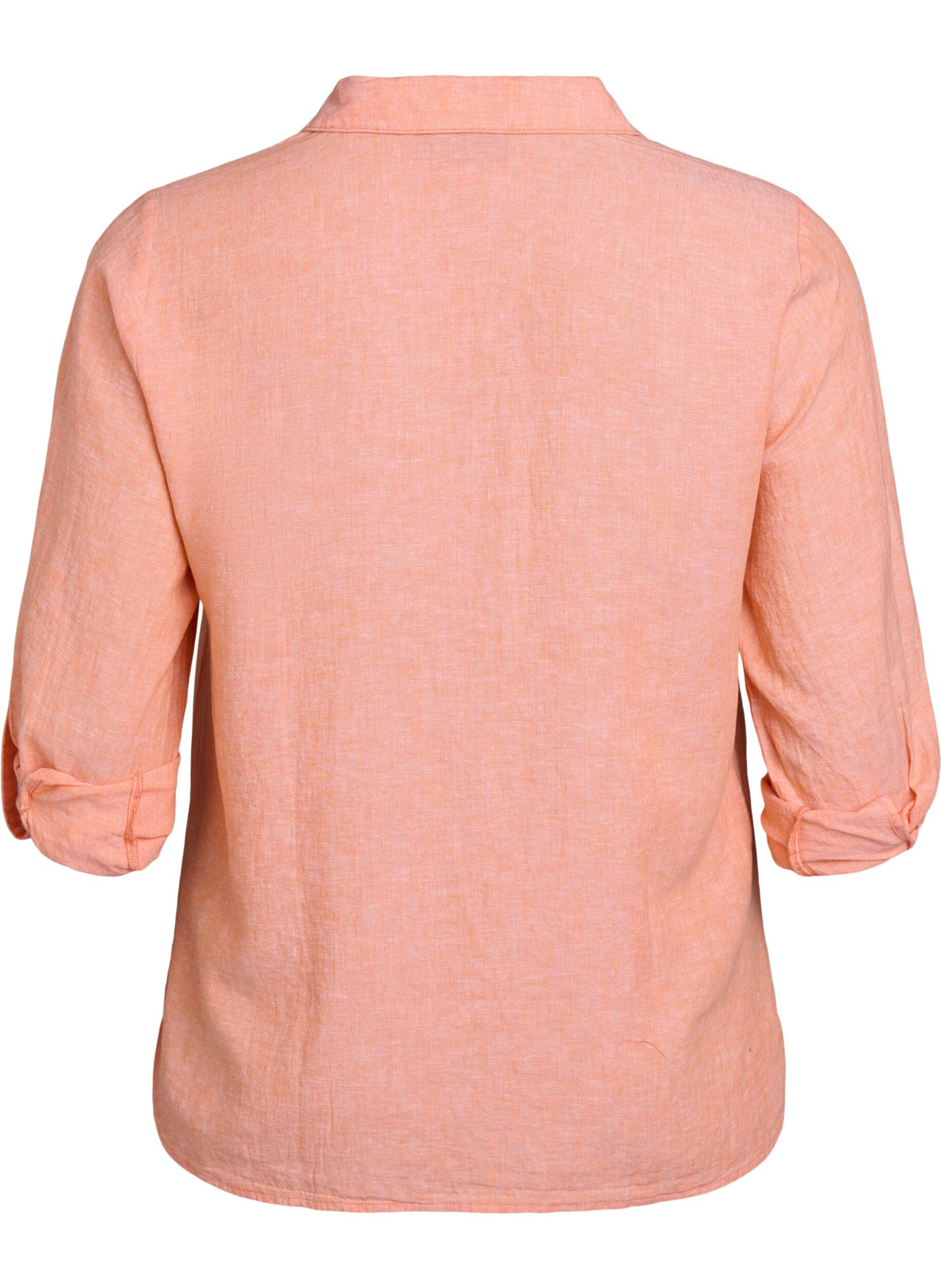 Zizzifashion Shirt in linen and viscose with 3/4 sleeves, Coral, Packshot image number 1