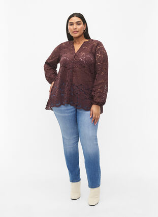 Lace shirt with A-shape, Fudge, Model image number 2