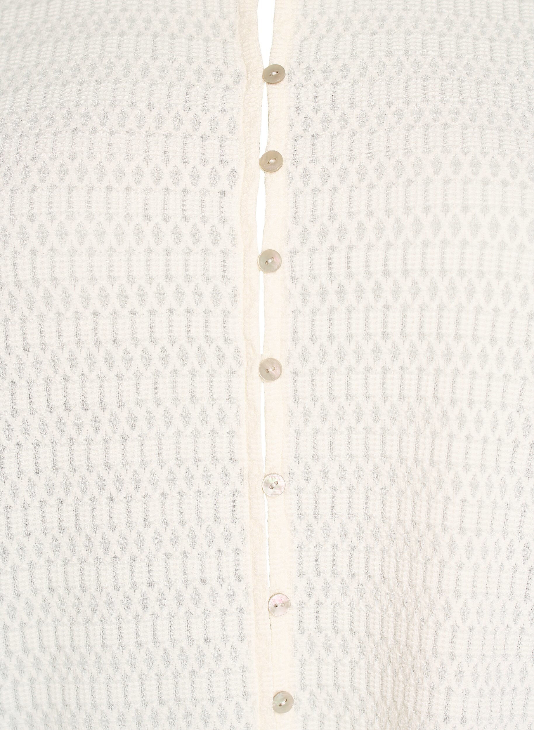 Zizzifashion Blouse with textured pattern and button fastening, Vanilla, Packshot image number 2