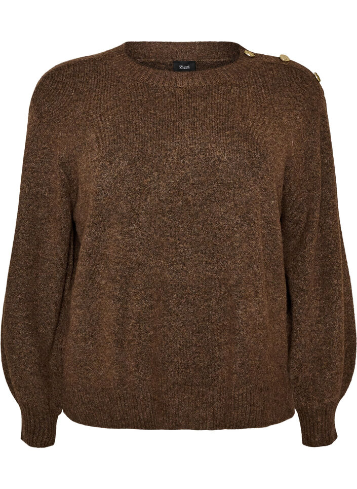 Knit blouse with button detail, Brown, Packshot image number 0