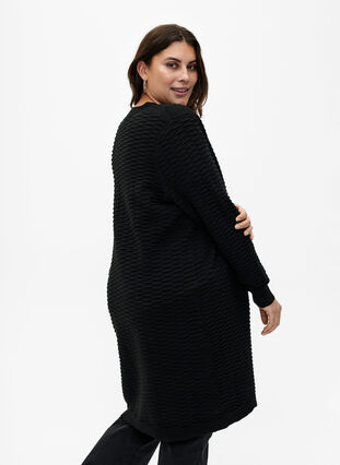 Knitted cardigan in cotton-viscose mix, Black, Model image number 1