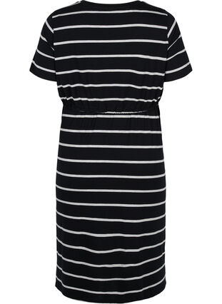 Striped maternity dress in viscose, Black Grey Stripe, Packshot image number 1