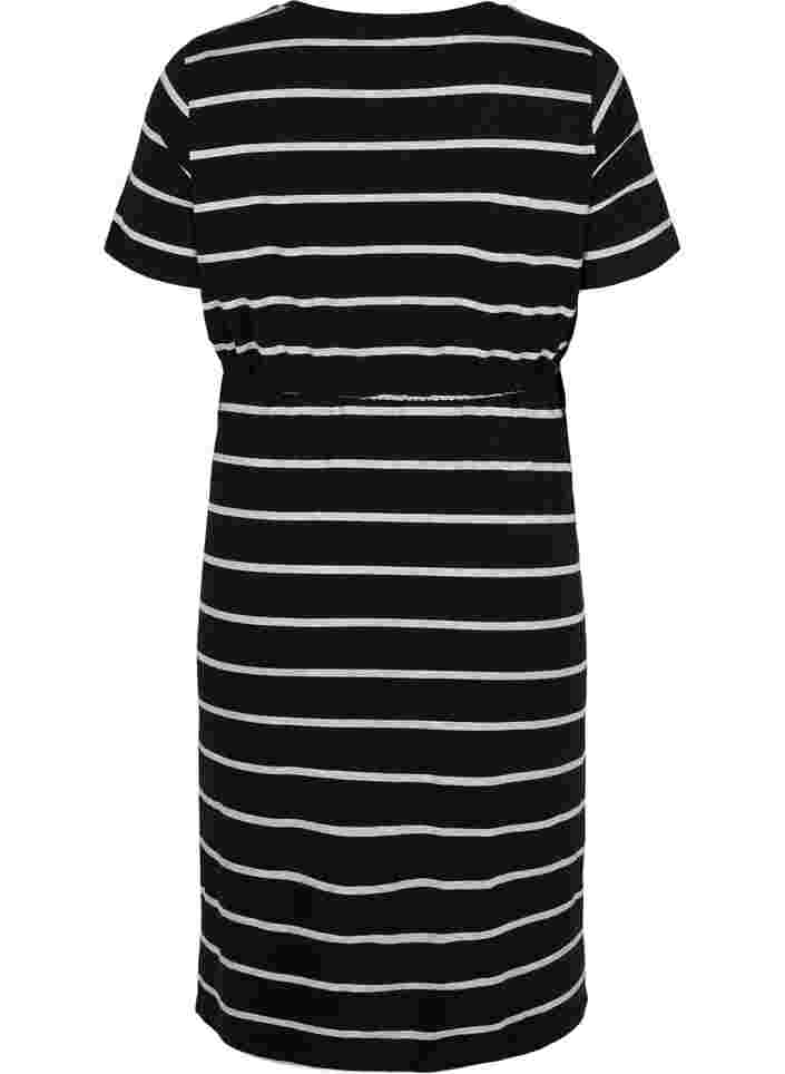 Striped maternity dress in viscose, Black Grey Stripe, Packshot image number 1