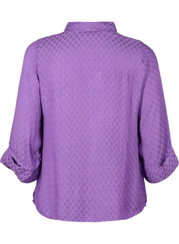 Shirt in viscose with tone-on-tone pattern, Lavender Violet, Packshot image number 1